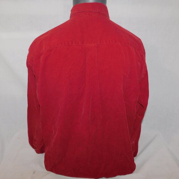 Arrow Mens L Burgundy Red Long Sleeve Button Down Corduroy Shirt - Picture 8 of 9
